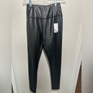 Black faux leather leggings